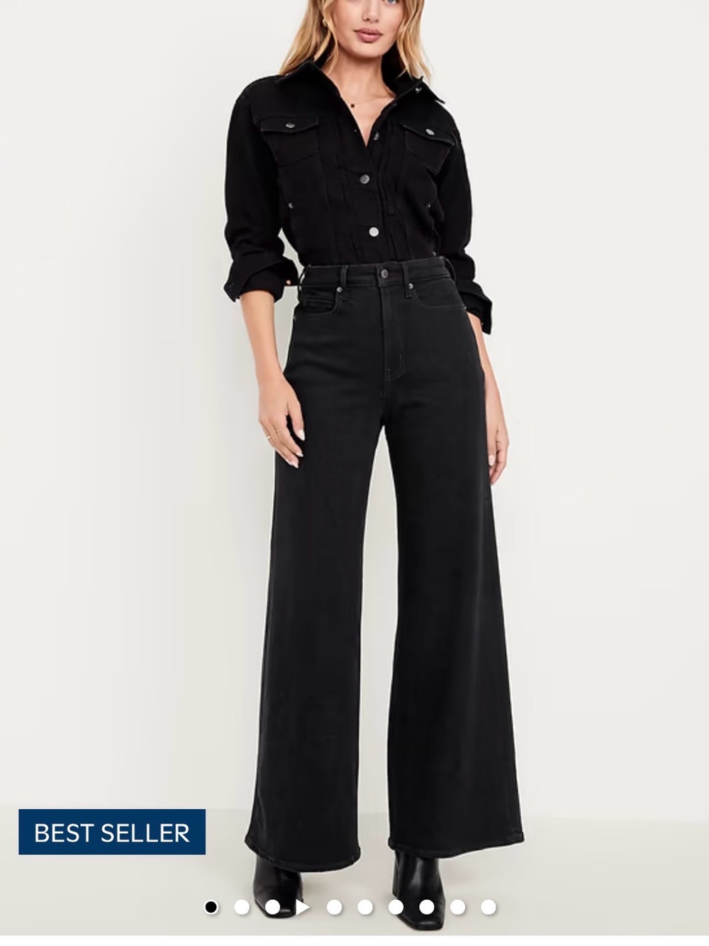 Old Navy Women’s Sky-Hi Black Wide-Leg Jeans - Size 14